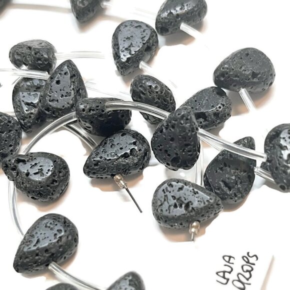 As Low as $2 Flat Top Drilled Lava Drop Oiled Beads 14mm x 10mm (8) - Picture 1 of 4